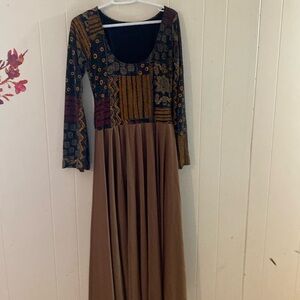 1970s Algy stretchy sequinned dance maxi dress. Offset back slit size large